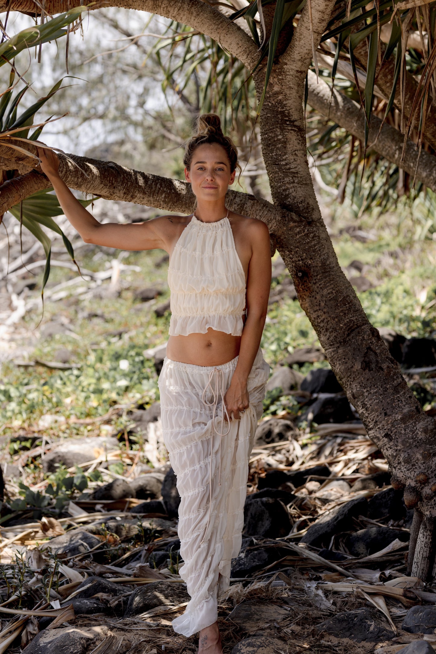 Ellidy Ruched Halter and Skirt Set